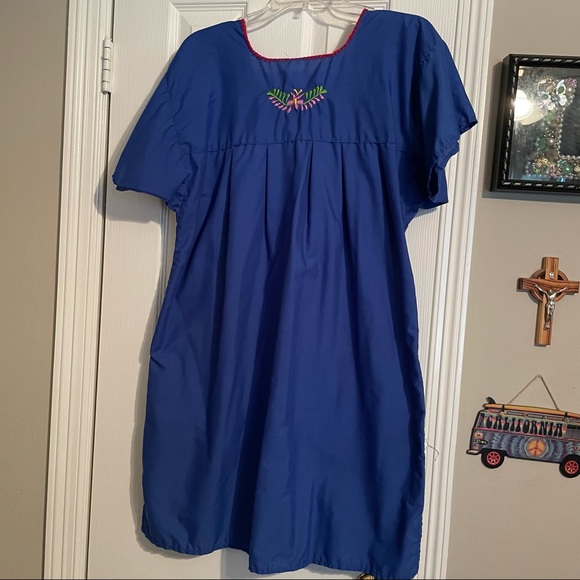Blue Embroidered dress from Mexico - Picture 2 of 2
